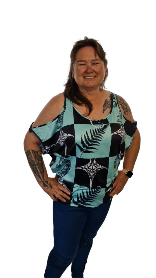 Elegant and comfortable Māia Breeze Blouse with traditional Māori design details