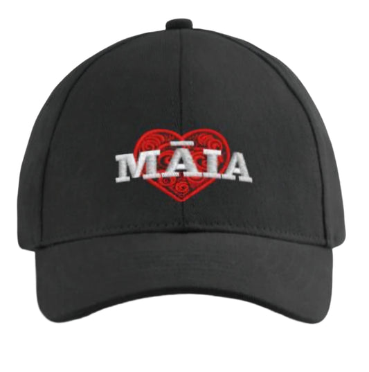 Māia Pōtae with intricate Māori embroidery on a comfortable and stylish cap