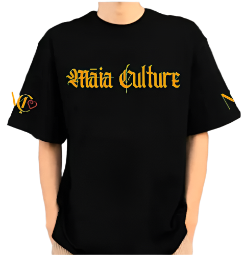 Māia Unisex Embroidered T-Shirt featuring Māori-inspired brand design and embroidery